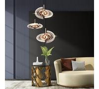 d LED Acrylique Foyer Chaner pour Haut Plafond Entrée Staise Simple Suspension 3 Lumières Lotus Fleurs Feuille Cluster Plafonnier Suspension pour Îlot de Cuisine Chambre Salle à Manger Fabriqué en Ch