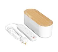 D-Line Boîte de rangement pour câbles avec 4 prises de 2 m, protection contre les surtensions, solution de gestion des câbles, rangement de câbles TV, organiseur de câbles de bureau - Petit, couvercle