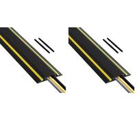 D-Line FC83H Passe Câble Sol, Passage Plancher, Liégeable Goulotte de Sol, Prévient Les Accidents - Cavité du Câble : 30mm (Largeur) x 10mm (Hauteur) - 1,8m Longueur - Noir avec Rayure Jaune