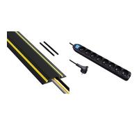D-Line FC83H Passe Câble Sol, Passage Plancher, Liégeable Goulotte de Sol, Prévient Les Accidents & Electraline 32055 Bloc Multiprise 8 Prises avec Interrupteur - câble 1,5 m