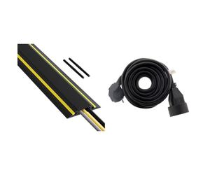 D-Line FC83H Passe Câble Sol, Passage Plancher, Liégeable Goulotte de Sol, Prévient Les Accidents & Zenitech Prolongateur 16A 2P+T HO5VV-F 3G1,5mm² Noir 5m