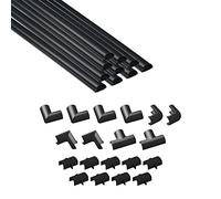 D-Line Kits de Goulottes, Cachez et Protégez les Câbles Facilement, Goulotte Décorative, Noir - 10 x 40cm Longueurs (4 mètres) - 20 x 10 mm