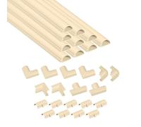 D-Line Goulotte Passe-Câbles 30x15mm, Multipack 4m - Profil Demi-Rond, Cache-Fils Auto-Adhésif, Gestion des Câbles Peignable - 10x Longueurs 40cm (30mm l x 15mm h) avec Accessoires - Crème