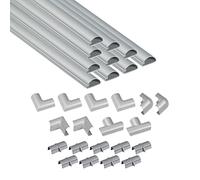 D-Line Kits de Goulottes, Cachez et Protégez les Câbles Facilement, Goulotte Décorative, Effet Aluminium - 10 x 40cm Longueurs (4 mètres) - 30x15mm