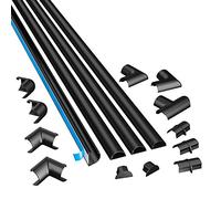 D-Line Goulotte Passe-Câbles 30x15mm, Multipack 4m - Profil Demi-Rond, Cache-Fils Auto-Adhésif, Gestion des Câbles - 4X Longueurs 1 m (30 mm l x 15 mm h) avec Accessoires - Noir