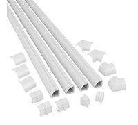D-Line Kits de Goulottes, Goulotte Passe-Câble Quart de Rond, Solution Moulure Sol - 4X 22mm (Largeur) x 22mm (Hauteur) x 1m Longueur - Blanc