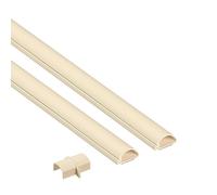 D-Line Lot de 2 cache-câbles pour câble TV demi-rond pour montage mural, chemin de roulement à charnière monobloc, gestion des câbles autocollante, 2 x 0,78 (l) x 1 cm (H) x 40 cm de long (79,8 cm au total) - Beige