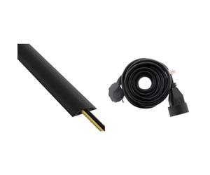 D-Line Passe Câble Sol D’Usage Léger, CC-1, Cachez et Protégez Les Câbles et Évitez Les Risques, 60mm x 12mm, Longeur 1,8m, Noir & Zenitech Prolongateur 16A 2P+T HO5VV-F 3G1,5mm² Noir 5m