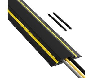 D-Line Protège Câbles de Sol 1,8 m - Raccordable, Couvre Les Câbles au Sol, Prévenir Les Chutes, Base Antidérapante Rainurée - Passage de Câbles 30 mm (l) x 10 mm (h) - Longueur 1,8 m - Noir/Jaune