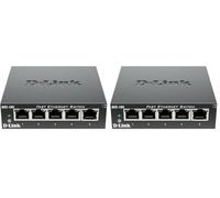 D-Link DES-105 Switch 5 Ports Ethernet Metallique 10/100mbps - Idéal Partage de Connexion et Mise en Réseau Small/Home Office (Lot de 2)