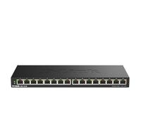 D-Link DGS-1016S Commutateur Gigabit Non géré à 16 Ports, sans Ventilateur, Profil Bas, boîtier en métal, Montage Mural/de Bureau, Plug-and-Play, QoS 802.1p, 802.3az EEE Noir DGS-1016S