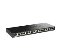 D-Link DGS-1016S Switch non administrable 16 ports Gigabit sans ventilateur à profil bas idéal sur bureau ou au mur - QoS 802.1p