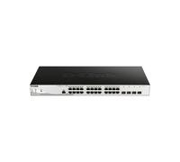 D-Link DGS-1210-28P/ME/E Commutateur Géré L2/L3 Gigabit Ethernet 24 ports RJ-45 PoE + 4 SFP, capacité 56 Gbit/s, 16K MAC, QoS, VLAN, CLI, Format 1U