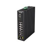 D-Link Commutateur DIS-200G-12S – Géré 10x10/100/1000+2xSFP – Rail DIN/mural – CA 120/230V CC 46–54V