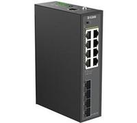 D-Link DIS 210G-12P - Commutateur - industriel - intelligent - 8 x 10/100/1000 (PoE+) + 4 x Gigabit SFP - Montage sur rail DIN - PoE+ (240 W)