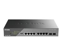 D-Link DSS-200G-10MP Smart Switch 10 Ports Gigabit PoE+ pour vidéosurveillance, 8 Ports PoE+ 1000BASE-T et 2 Ports SFP, 802.3af/at/BT, Budget PoE 130 W, Extension de 250 m, sans Ventilateur, ONVIF