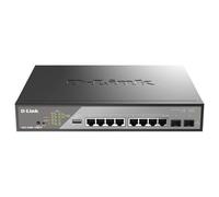 D-Link DSS-200G-10MPP Smart Switch 10 Ports Gigabit PoE++ pour vidéosurveillance, 8 Ports PoE+ 1000BASE-T et 2 Ports SFP, 802.3af/at/BT, Budget PoE 242 W, Extension de 250 m, sans Ventilateur, ONVIF