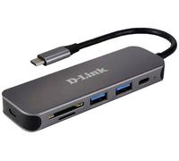 D-Link DUB-2325/E Hub USB 2+2 ports USB-A, USB-C®, SD, microSD USB 3.0 5 GBit/s avec fiche mâle USB-C anthracite DUB-2325/E