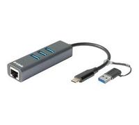 D-Link Adaptateur USB-C/USB vers Gigabit Ethernet avec 3 ports USB 3.0 DUB-2332