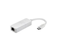 D-Link DUB-E130 Adaptateur Réseau USB Type-C vers Ethernet Gigabit 1000 Mbit/s, RJ-45, USB 2.0/3.2 Gen 2, Standards IEEE 802.3/ab/u, Blanc