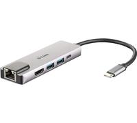 D-Link DUB-M520 Hub USB-C 5-en-1 avec HDMI/Ethernet/Power Delivery- Idéal pour Partager une Connexion Entre Plusieurs Périphériques USB