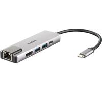 D-Link DUB-M520 Hub USB-C 5-en-1 avec HDMI/Ethernet/Power Delivery- Idéal pour Partager une Connexion Entre Plusieurs Périphériques USB