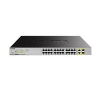D-Link Commutateur réseau DGS-1026MP – non géré, 24 ports Gigabit PoE 370W +2 SFP, Noir/Gris