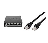 D-Link Switch 5 Ports Gigabit Metallique 10/100/1000mbps (DGS-105) & Amazon Basics Câble réseau Ethernet RJ45 catégorie 6-0,9 m