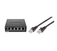 D-Link Switch 5 Ports Gigabit Metallique 10/100/1000mbps(DGS-105) & Amazon Basics Câble réseau Ethernet RJ45 catégorie 6-1,5 m - 5 câbles