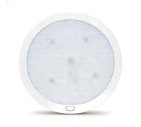 D-lite Plafonnier LED 12v pour Camping Car, 22CM Ronde Ultra Plat, Lumière 3000K Blanc Chaud Dimmable avec Veilleuse Bleue, Éclairage Intérieur pour Caravane, Fourgon, Bateau, Blanc Moderne