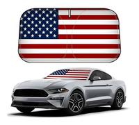 D-Lumina Pare-soleil pour pare-brise Drapeau américain pour Fo-rd Mustang 2015-2023 (ne convient pas pour Fo-rd Mustang Mach-E), pare-soleil de fenêtre avant, pare-soleil bloque les rayons UV de la