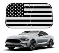 D-Lumina Pare-soleil pour pare-brise Fo-rd Mustang 2015-2023 (ne convient pas pour Fo-rd Mustang Mach-E), pare-soleil de fenêtre avant drapeau américain, pare-soleil bloque les rayons UV de la chaleur