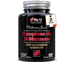D-Mannose - 120 Capsules Véganes - Complexe 3 en 1 avec Extraits de Canneberge et d'Hibiscus - Soutien Naturel pour les Femmes - Fabriqué en Europe - Nu U Nutrition