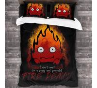 D¿¿Mon De Feu Calcifer Hurle Chateau En Mouvement Pi¿¿Ces Ensemble De Literie Housse De Couette D¿¿Coratif Pi¿¿Ces Ensemble De Literie Avec Taie
