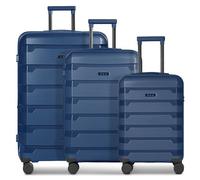 d&n South Dakota 4 roulettes Set de valises 3 pièces avec soufflet d'extension bleu