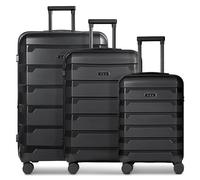 d&n South Dakota 4 roulettes Set de valises 3 pièces avec soufflet d'extension noir