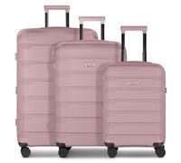 d&n South Dakota 4 roulettes Set de valises 3 pièces avec soufflet d'extension or rose