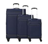 d&n Travel Line 9504 4 roulettes Set de valises 3 pièces avec soufflet d'extension bleu