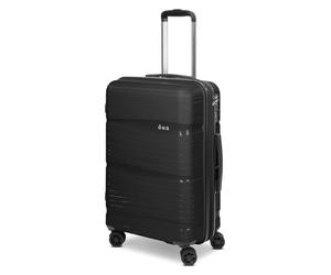 D & N TravelLine 4300-PLUS Petite valise cabine à roulettes 38 x 20 x 55 cm en polypropylène robuste de qualité supérieure pour homme et femme Extensible et serrure TSA, Noir , Koffer M (65 cm
