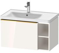 D-Neo Duravit Meuble sous-lavabo suspendu, 784x440x452mm, 1 tiroir, 1 compartiment ouvert sur le côté droit, avec poignée or poli, DE4258034220000, Couleur: Décor blanc brillant