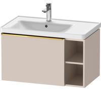 D-Neo Duravit Meuble sous-lavabo suspendu, 784x440x452mm, 1 tiroir, 1 compartiment ouvert sur le côté droit, avec poignée or poli, DE4258034910000, Couleur: DÃ©cor taupe mat