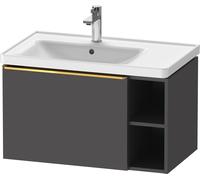 D-Neo Duravit Meuble sous-lavabo suspendu, 784x440x452mm, 1 tiroir, 1 compartiment ouvert sur le côté droit, avec poignée or poli, DE4258034490000, Couleur: Décor graphite mat