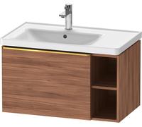 D-Neo Duravit Meuble sous-lavabo suspendu, 784x440x452mm, 1 tiroir, 1 compartiment ouvert sur le côté droit, avec poignée or poli, DE4258034790000, Couleur: Décor noyer mat