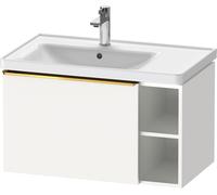 D-Neo Duravit Meuble sous-lavabo suspendu, 784x440x452mm, 1 tiroir, 1 compartiment ouvert sur le côté droit, avec poignée or poli, DE4258034180000, Couleur: Décor blanc mat