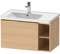 D-Neo Duravit Meuble sous-lavabo suspendu, 784x440x452mm, 1 tiroir, 1 compartiment ouvert sur le côté droit, avec poignée or poli, DE4258034300000, Couleur: Décor chêne naturel mat