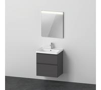 D-Neo Ensemble pour meuble, lavabo pour meuble avec meuble sous-lavabo suspendu et miroirs LED, 600x480mm, DE0144049490000, Couleur: Décor graphite mat