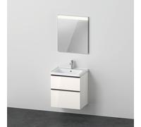 D-Neo Ensemble pour meuble, lavabo pour meuble avec meuble sous-lavabo suspendu et miroirs LED, 600x480mm, DE0144022220000, Couleur: Décor blanc brillant