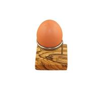 D.O.M. Coquetier en bois d'olivier et acier inoxydable