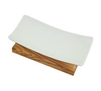 D.O.M. Die Olivenholz-Manufaktur Porte-savon en porcelaine en bois d'olivier