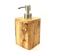 D.O.M.® Distributeur de savon en bois d'olivier - de rustique à élégant - porcelaine, acier inoxydable, bois d'olivier (distributeur de savon Enjoy N° -006)